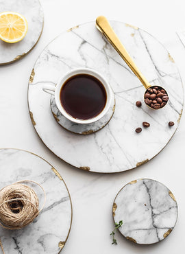 Plateau de service en marbre naturel