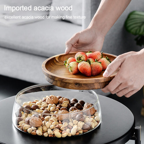 Plateau en bois d'acacia & Boîte en verre borosilicate 2350ml