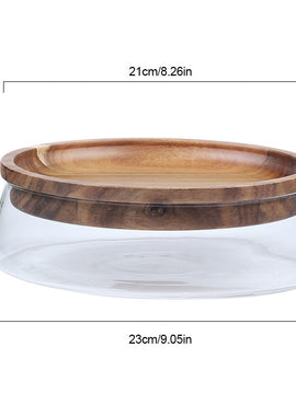 Plateau en bois d'acacia & Boîte en verre borosilicate 2350ml
