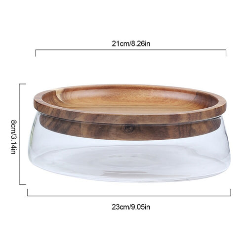 Plateau en bois d'acacia & Boîte en verre borosilicate 2350ml