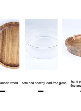 Plateau en bois d'acacia & Boîte en verre borosilicate 2350ml