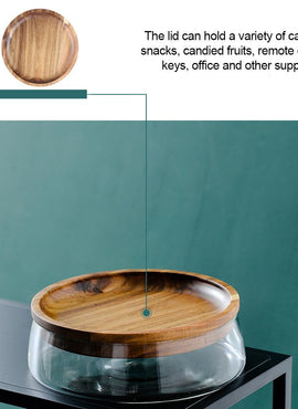 Plateau en bois d'acacia & Boîte en verre borosilicate 2350ml